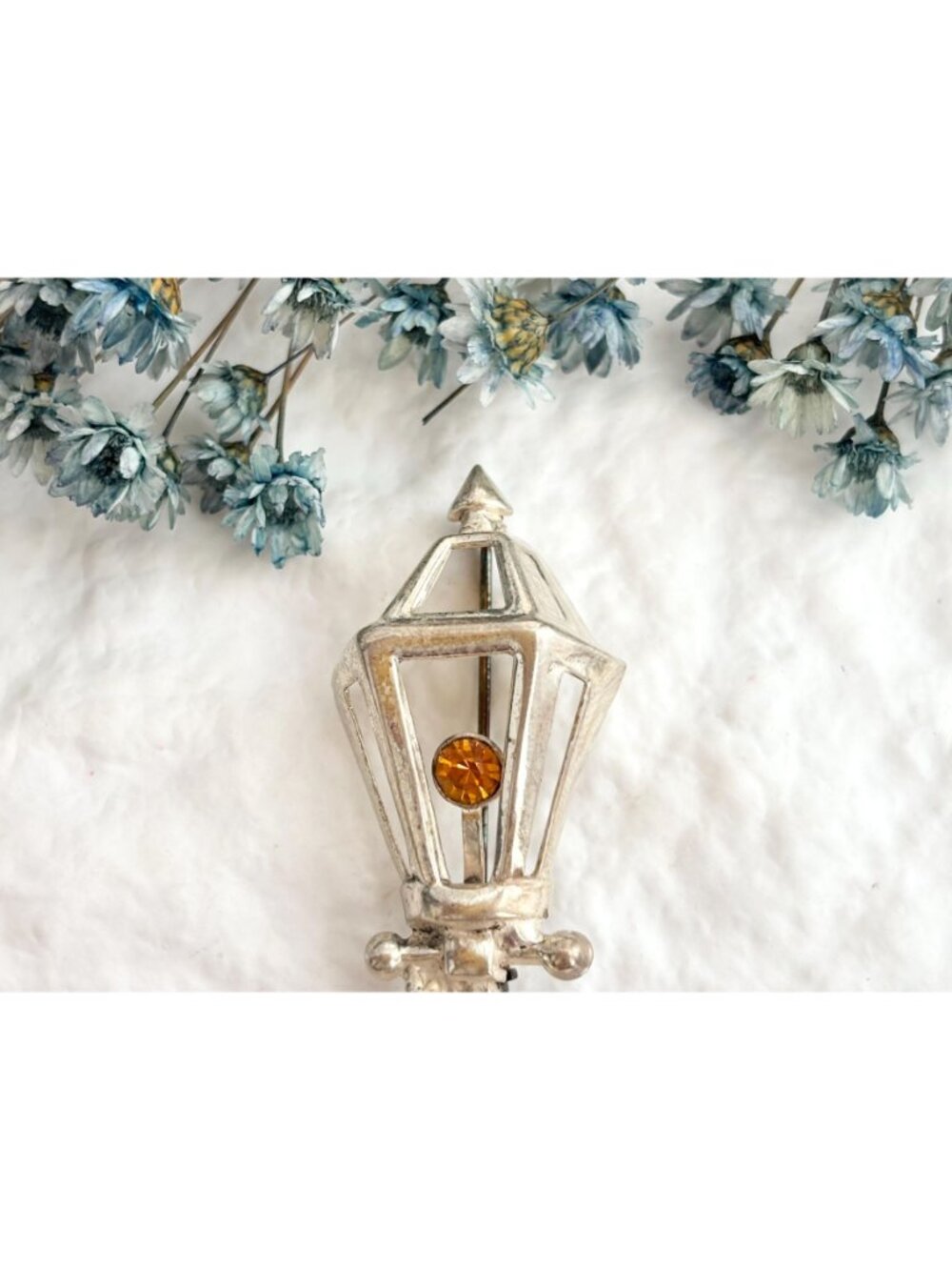 Lang Sterling Circa 1950's Lamp Post Citrine Sterling Silver 925 Vintage Brooch - Picture 6 of 13